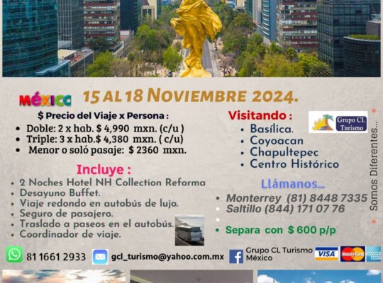 CDMX TOUR VIP DEL 15 AL 18 NOVIEMBRE 2024